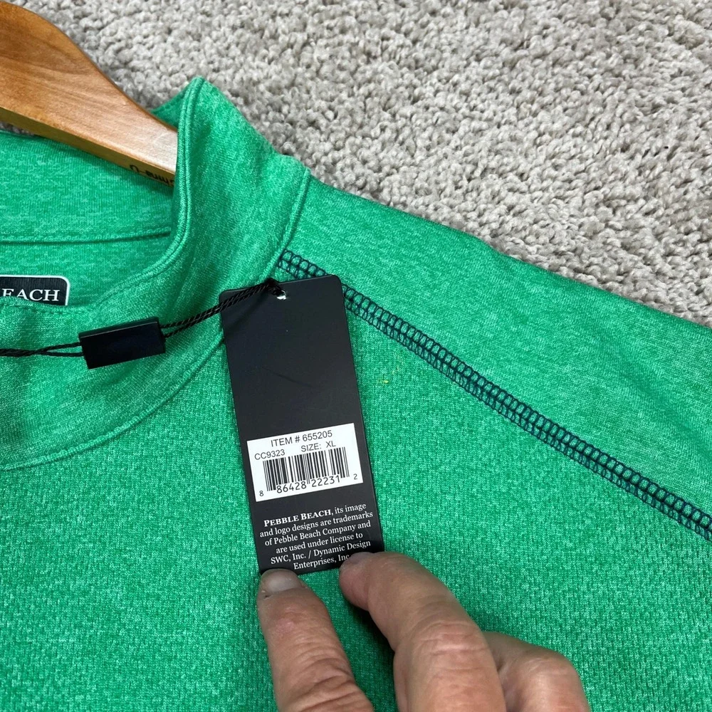 Pebble Beach Pullover Mens XL Green Heathered Quarter Zip Golf Performance‎ NEW